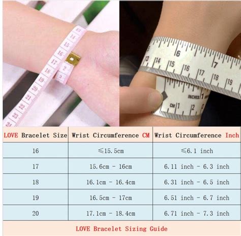 cartier bracelet sizes chart.